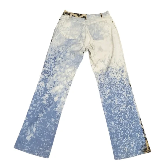 Roberto Cavalli Animal Print Leopard Tie Dye Crystal Chain Jeants Pants S - Picture 5 of 17